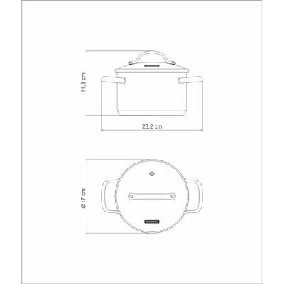 Tramontina Una 16cm 1.8L Stainless Steel Deep Casserole with Tri-ply Bottom