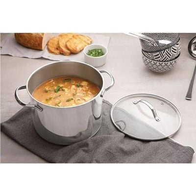 Tramontina Una 20cm 4.6L Stainless Steel Stock Pot with Tri-ply Bottom