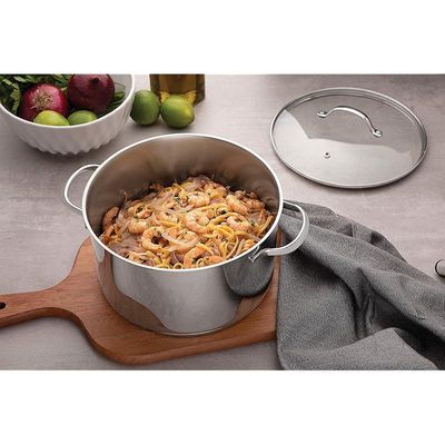 Tramontina Una 20cm 3.6L Stainless Steel Deep Casserole with Tri-ply Bottom