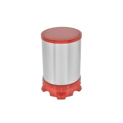 Tramontina Sofie 5 Liter Stainless Steel Pedal Trash Bin with Scotch Brite Finish and Transparent Red Plastic Detailing