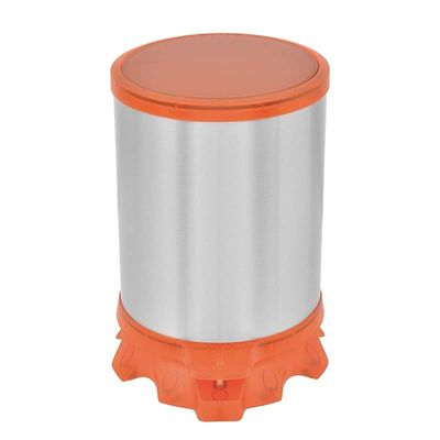 Tramontina Sofie 5 Liter Stainless Steel Pedal Trash Bin with Scotch Brite Finish and Transparent Orange Plastic Detailing