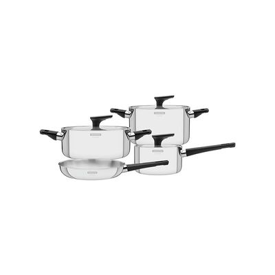 Tramontina Grano Bakelite Stainless Steel 7 Pieces Cookware Set with Tri-ply Body and Bakelite Handles