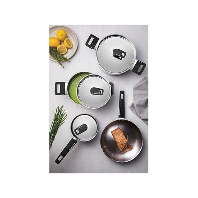Tramontina Grano Bakelite Stainless Steel 7 Pieces Cookware Set with Tri-ply Body and Bakelite Handles