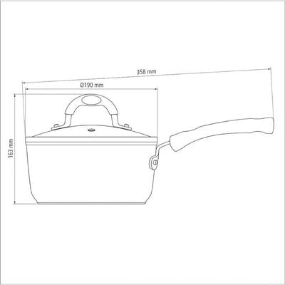 Tramontina Monaco Induction 18cm 2L Aluminum Saucepan with Lid with Interior Starflon Premium PFOA Free Nonstick Coating and Exterior Red Silicon Coating