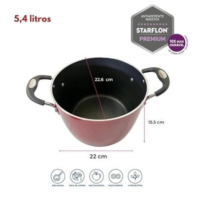 Tramontia Pasta Cooker Internal Non-Stick High Resistance Coating Stainer Included 22 Cm Pot Casserole Glas Lid Red Color