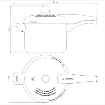 Tramontina Pressure Cooker 20cm 4.50 Lts, 4 Safety Valves And Locking System, Non-Stick Coating, Special Design