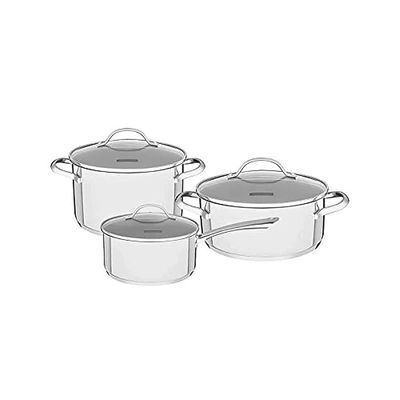 Tramontina Una 6 Pieces Stainless Steel Cookware Set with Tri-ply Bottom