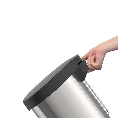 Tramontina New 12 Liter Stainless Steel Pedal Trash Bin with Black Plastic Lid and Polished Finish