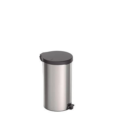 Tramontina New 20 Liter Stainless Steel Pedal Trash Bin with Black Plastic Lid and Polished Finish