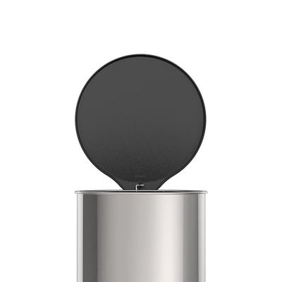 Tramontina New 20 Liter Stainless Steel Pedal Trash Bin with Black Plastic Lid and Polished Finish