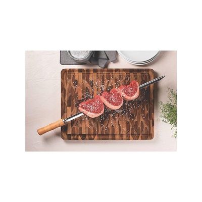 Tramontina 45x35cm Rectangular Barbecue Serving Board in Inverted Teak Wood with Mineral Oil Finish