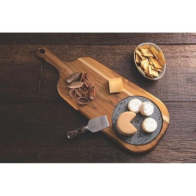 Tramontina Provence 48x19cm Teak Wood Cheese Board with Stone and Handle with Mineral Oil Finish