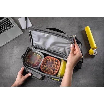 Tramontina 9 Pieces Thermal Bag Lunch Accessories Included Box, Gray