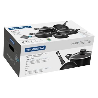 Tramontina Paris 9 Pieces Cookware Set Black, 28599052, Plus