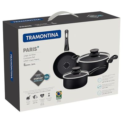 Tramontina Paris 5 pieces Cookware set Black, 28599050, Plus