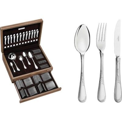 Tramontina Renascenca 101 Pieces Stainless Steel Flatware Set with High Gloss and Matte Finish and Wood Case