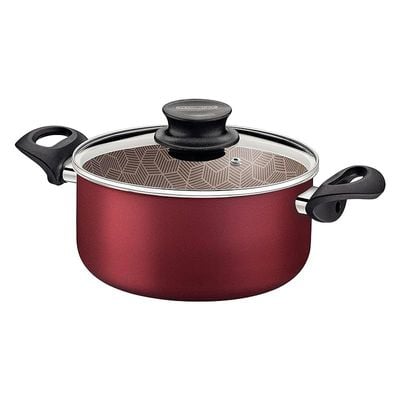 Tramontina Paris 28cm Red Aluminum Casserole with Interior and Exterior Starflon Max Red PFOA Free Nonstick Coating