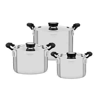 Tramontina Grano Compact 6 Pieces Stainless Steel Cookware Set with Tri-ply Body and Bakelite Handles