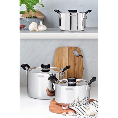 Tramontina Grano Compact 6 Pieces Stainless Steel Cookware Set with Tri-ply Body and Bakelite Handles