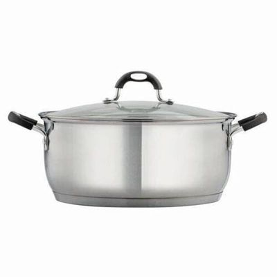Tramontina Solar Silicon 30cm 8.9L Stainless Steel Shallow Casserole with Tri-ply Bottom