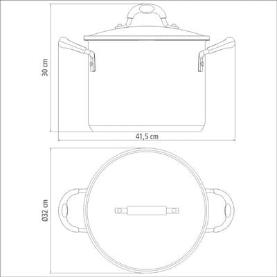 Tramontina Solar Silicon 30cm 15.4L Stainless Steel Stock Pot with Tri-ply Bottom