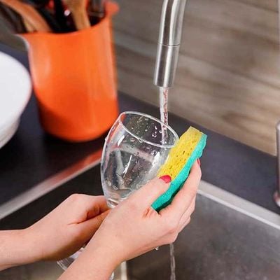 Vileda Pur Active Dishwashing Sponge, antibacterial, Teflon-friendly, Eco-friendly, Green, 3 Pcs