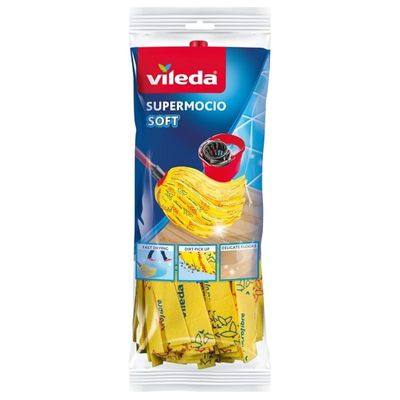 Vileda Supermocio Soft Floor Mop Refill, Easy-click, Microfibre, Ergonomic, Machine washable