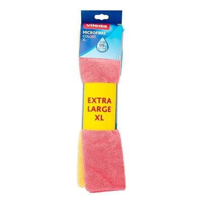 Vileda Microfibre Colors XL - 100% Microfibre Cloth, Absorbent, Hygienic, Versatile, Durable &amp; Washable - 4 pcs