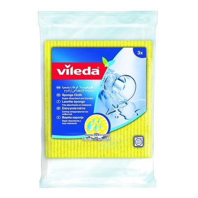 Vileda Sponge Cloth 3 Pcs 100% Natural Materials, Super Absorbent, Durable