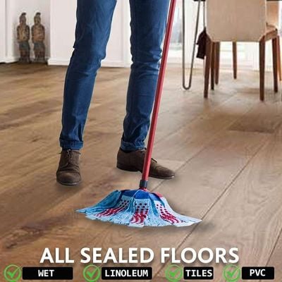 Vileda 3action Supermocio Floor Mop Refill, Versatile, Red Spot Eraser, Blue Microfiber, 3D Red Spots.