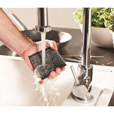 Vileda Glitzi Power Inox Metallic scouring pad 2pcs, Hardwearing Fabric, Hygienic, Efficient (2 Pcs Per Pack)