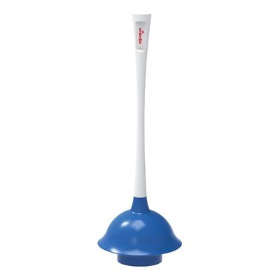 Vileda Durable Rubber Toilet Plunger With Powerful Suction, White And Blue 158906