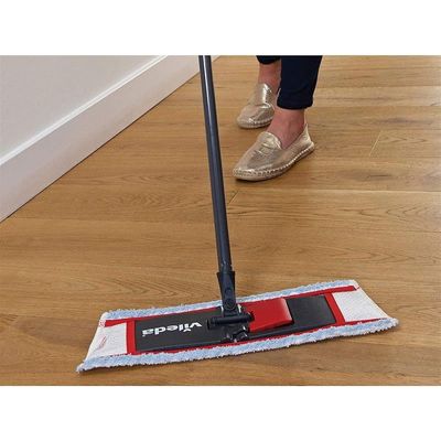 Vileda ActiveMax Lavatutto Micro &amp; Cotton Flat Mop, Trapezoid-shaped, Telescopic handle, High absorbency