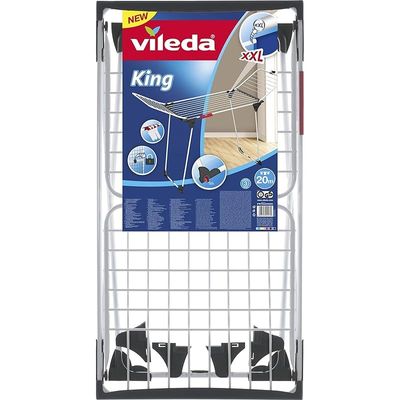 Vileda King Indoor Dryer, XXL Wires, Durable, Foldable Wings, Portable (174 x 57 x 91 cm)