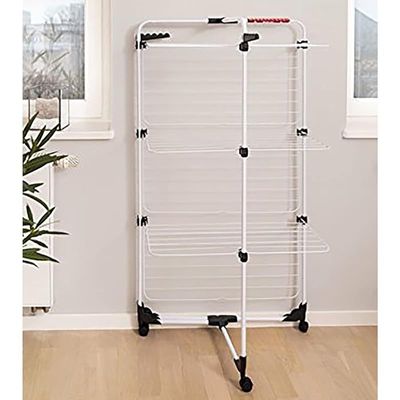 Vileda Mixer 3 Cloth Dryer Tower Airer with 3 Shelves 30m, Flexible - White (132 x 71 x 71 cm), 157243