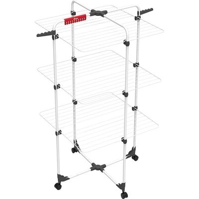 Vileda Mixer 3 Cloth Dryer Tower Airer with 3 Shelves 30m, Flexible - White (132 x 71 x 71 cm), 157243