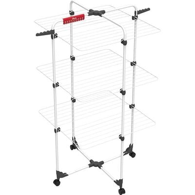 Vileda Mixer 3 Cloth Dryer Tower Airer with 3 Shelves 30m, Flexible - White (132 x 71 x 71 cm), 157243