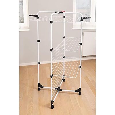 Vileda Mixer 3 Cloth Dryer Tower Airer with 3 Shelves 30m, Flexible - White (132 x 71 x 71 cm), 157243