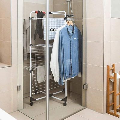 Vileda Mixer 3 Cloth Dryer Tower Airer with 3 Shelves 30m, Flexible - White (132 x 71 x 71 cm), 157243