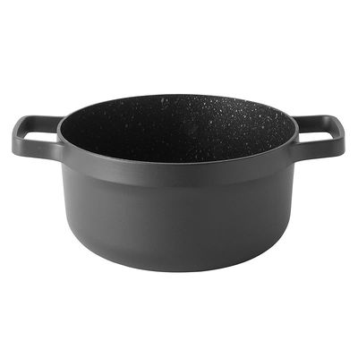 Berghoff Gem Aluminium Casserole With Lid Suitable for all hobs, including induction Black/Clear 20centimeter 2.8 ltr