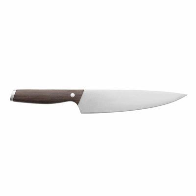 Berghoff Essentials Chef's Multifunctional knife stainless steel blade for veggies, meat, fish or poultry with dark wooden crack-resistant handle 20 cm