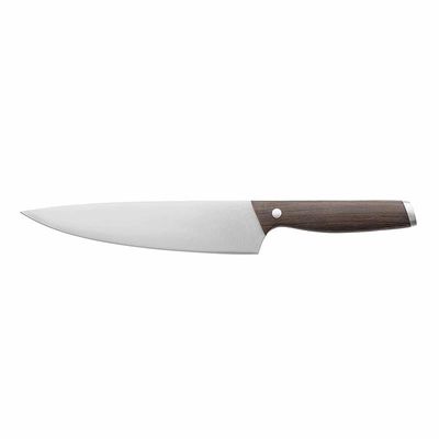 Berghoff Essentials Chef's Multifunctional knife stainless steel blade for veggies, meat, fish or poultry with dark wooden crack-resistant handle 20 cm