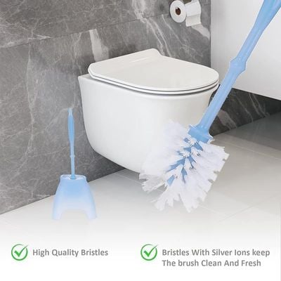 Vileda Crystal Cleaning Toilet Brush Set, Remove Stubborn Stains, Resistant Plastic, White Or Light Blue