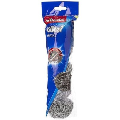 Vileda Glitzi Inox Spiral Scourer 5Pcs, Stainless Steel, Anti-Burn Cleaning, Long-Lasting, Ergonomic Design (5 Pcs Per Pack)