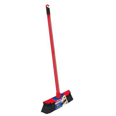 Vileda Rubber Bumpers Indoor Broom with Stick, All Types of Floors, Safe on Furniture, Corner Cleaning, Lightweight, Red &amp; Black, 30 x 5 x 140 Cm