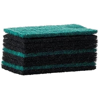 Vileda Ultra Fresh Pan Flat Scourer 9 Pcs, Antibacterial, Abrasive fiber, Durable, Multipurpose - Black &amp; Green 9 Pcs Per Pack