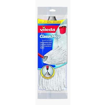 Vileda Classic Cotton Floor Mop Refill, Super Absorbent, Cost-Effective, White, 10 x 6 x 35 CM