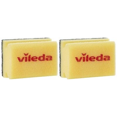 Vileda Glitzi Crystal Scourer Sponge 2 Pc, Antibacterial, Long Lasting, Hygienic - Yellow And Black (2 Pc Per Pack)