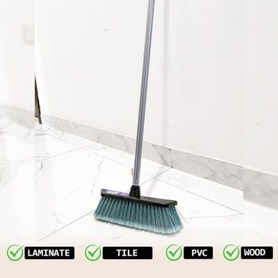 Vileda Eco Indoor Floor Broom with Stick, Anti-Slip Hand Grip, All Types Of Floors, Flexible Bristles, Multicolour 29 x 5 x 135 Cm