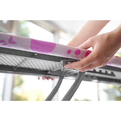 Vileda Neo Ironing Board - Child Safe With 100% Cotton Cover, Adjustable Height- Pink ( 114 x 33 x 90 cm), 163315